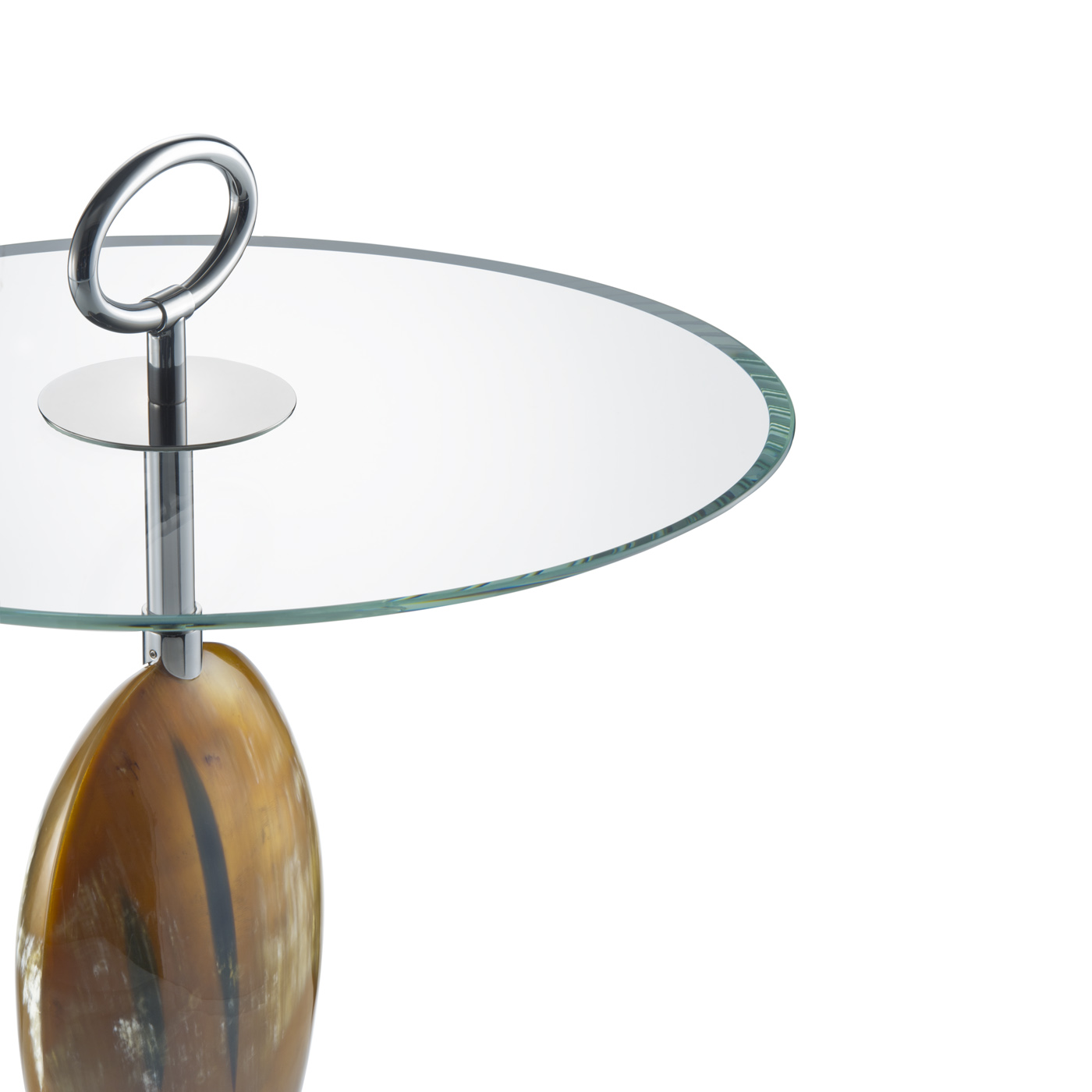 Tables and console tables – Macari side table in horn with top in extraclear glass 1870 - detail - Arcahorn
