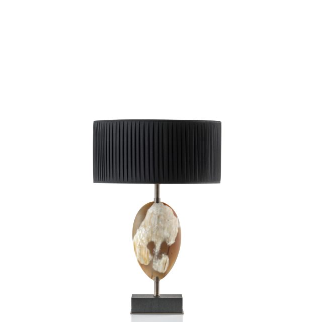 Lampade - Eclisse lampada da tavolo in corno opaco e ottone brunito - Arcahorn