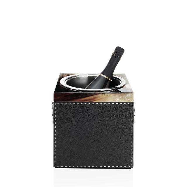 Accessori tavola - Nives secchiello champagne in corno e pelle martellata Onyx 4456 - Arcahorn